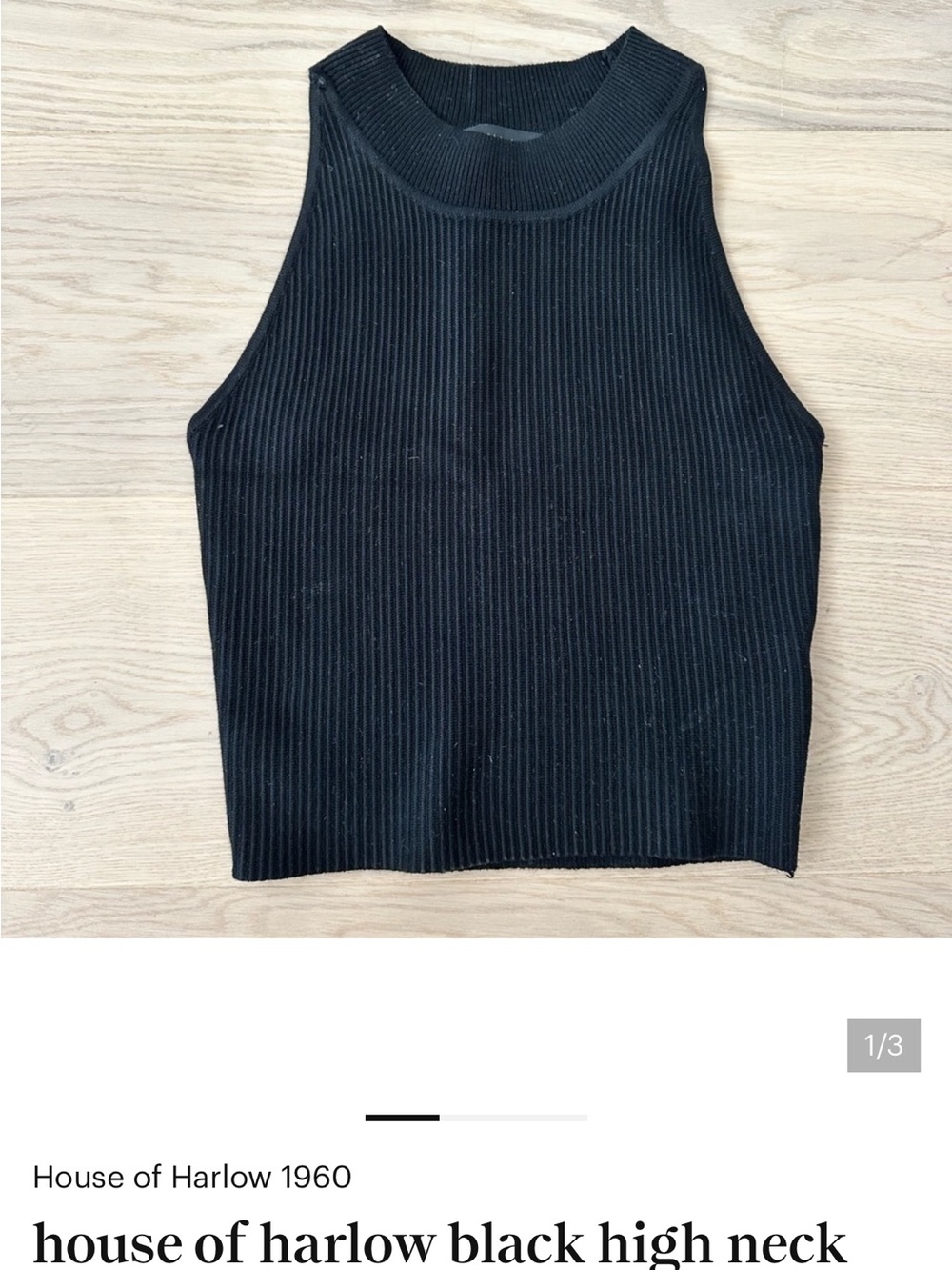 House of Harlow 1960 Black Ribbed Halter Crop Top